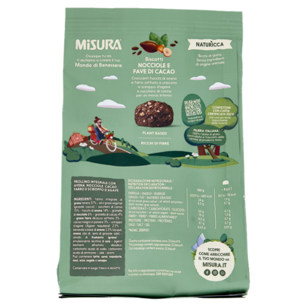 Misura Naturìcca Biscotti Nocciole e Fave di Cacao Plant Based 260 g