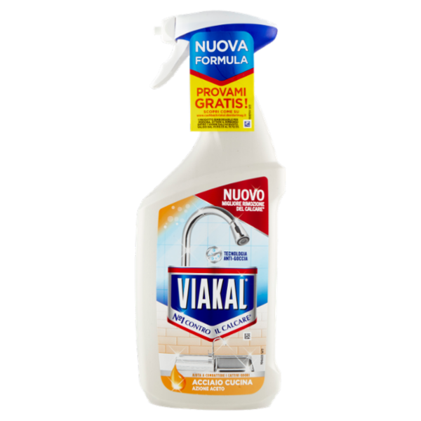 Viakal Detersivo Anticalcare Acciaio Cucina Spray 720 ml