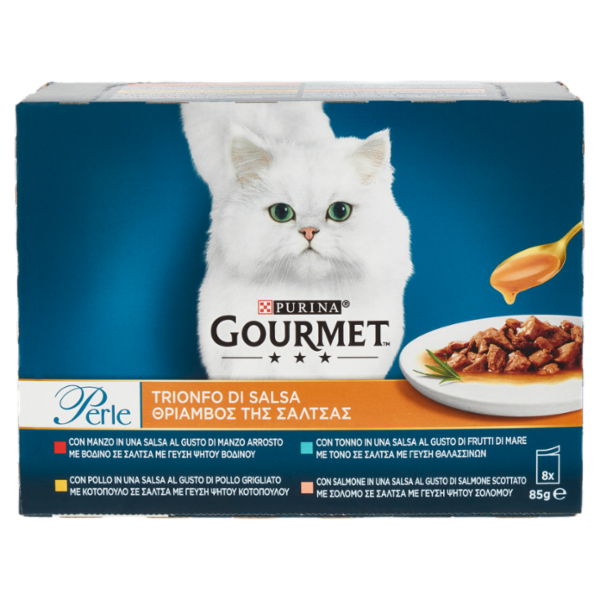 PURINA GOURMET Perle Trionfo di Salsa Manzo / Pollo / Tonno / Salmone 8 x 85 g