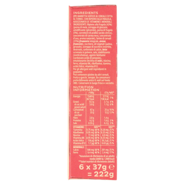 Kellogg's Barretta Morbida di Cereali Ripiena alla Fragola 6 x 37 g