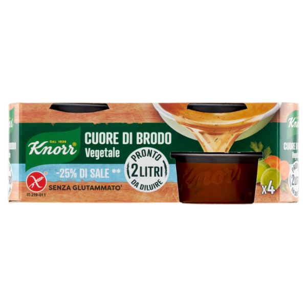 Knorr Cuore di Brodo Vegetale -25% di Sale ** 4 x 28 g
