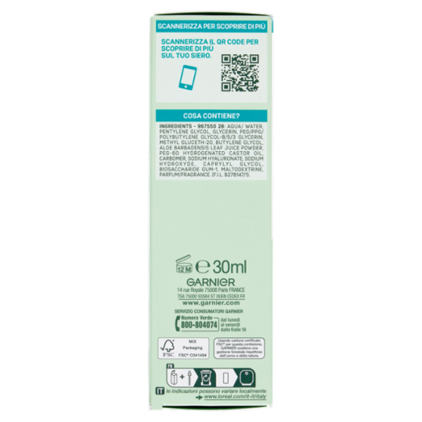 Garnier SkinActive Hyaluronic Aloe Siero Rimpolpante, 30 ml