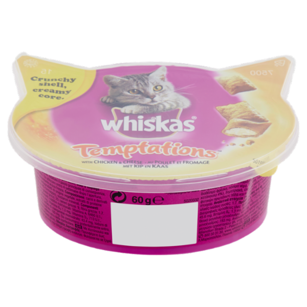 Whiskas Temptations Snack Gatto con Pollo e Formaggio 60 g