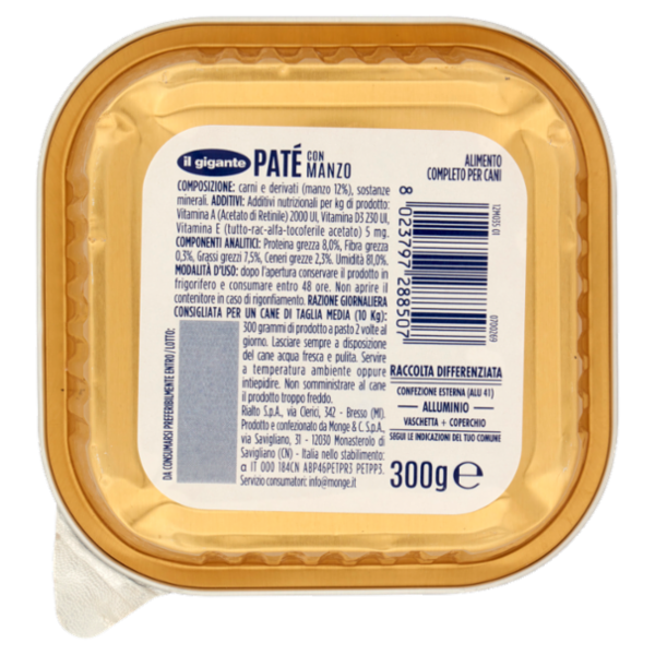 IL GIGANTE Piccoli Grandi Amici Paté con Manzo 300 g