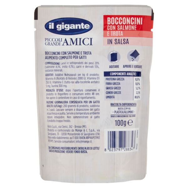 IL GIGANTE Bocconcini con Salmone e Trota in Salsa 100 g