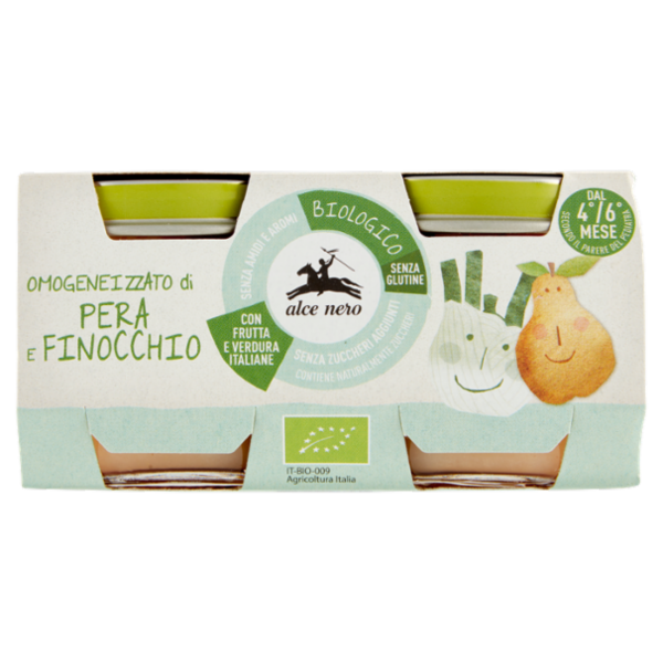 alce nero Omogeneizzato di Pera e Finocchio 2 x 80 g