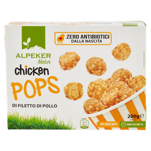 Alpeker Natur chicken Pops di Filetto di Pollo Surgelati 200 g