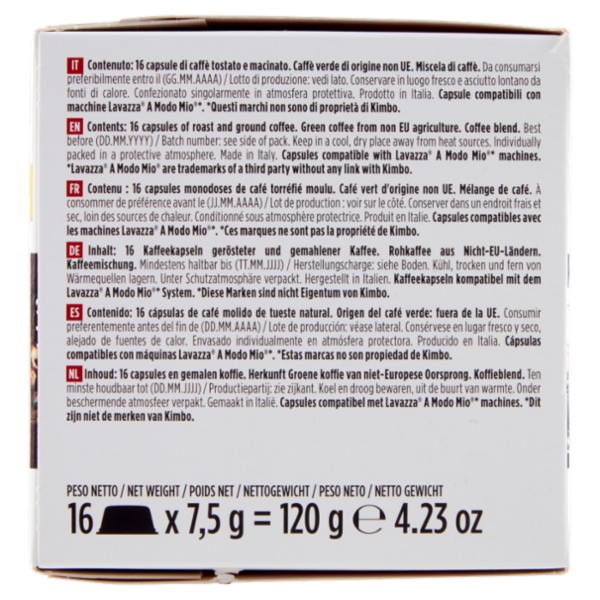 Kimbo Macinato Fresco Espresso Capsule Compatibili con le Macchine Lavazza A Modo Mio* 16 x 7,5 g
