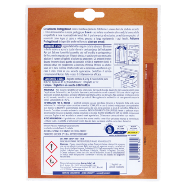 nuncas Antitarme Proteggitessuti Magic Wood 12 pz