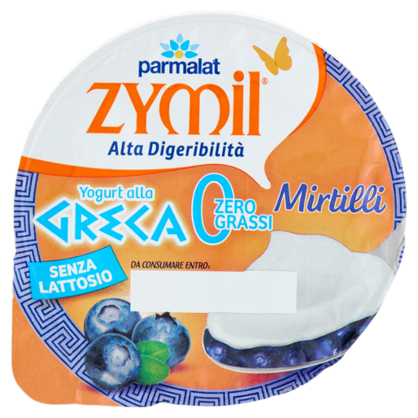 ZYMIL Alta Digeribilità Senza Lattosio Yogurt alla Greca Zero Grassi Mirtilli 150g