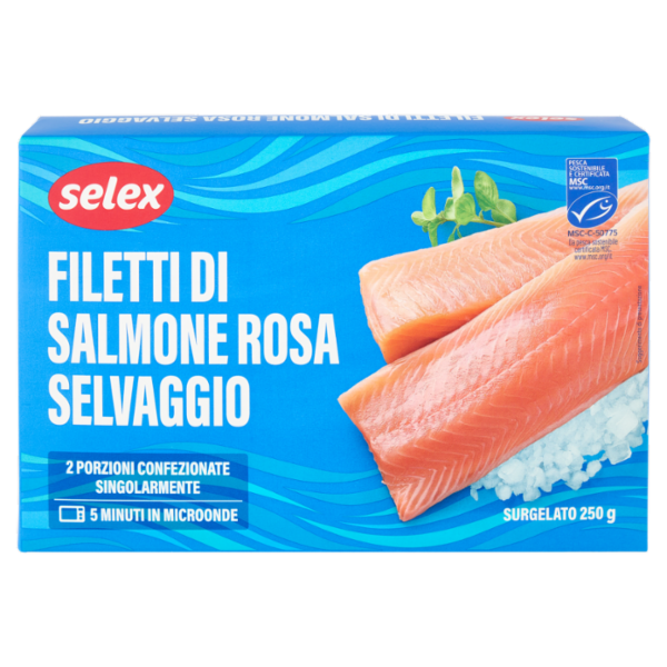 Selex Filetti di Salmone Rosa Selvaggio Surgelati 250 g