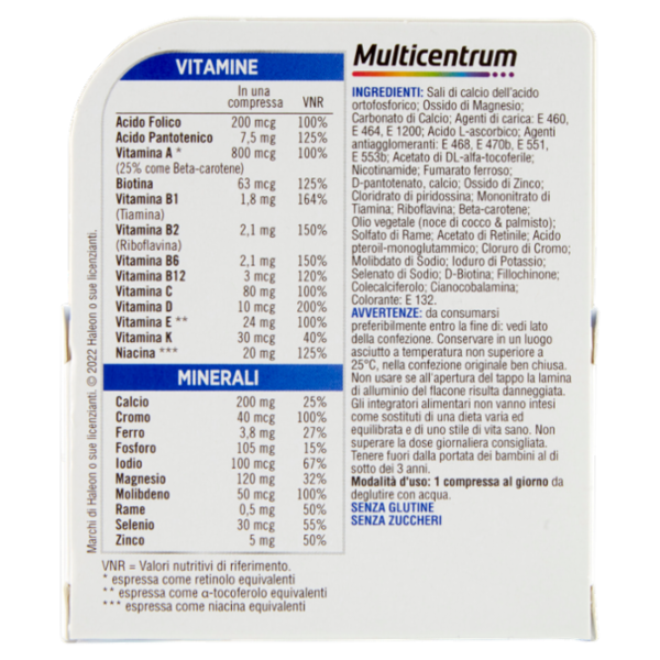 Multicentrum Uomo Vitamina B, D, Magnesio Integratore Multivitaminico Completo 30 cpr 39 g