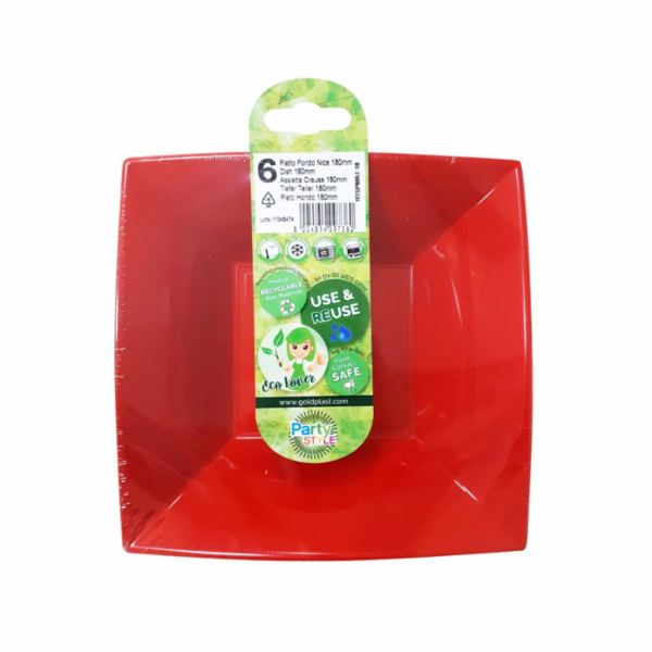 Nice Piatto Fondo Rosso 18x18 Pezzi 6