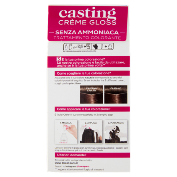 L'Oréal Paris Tinta Capelli Casting Creme Gloss, Senza Ammoniaca, 500 Castano Chiaro
