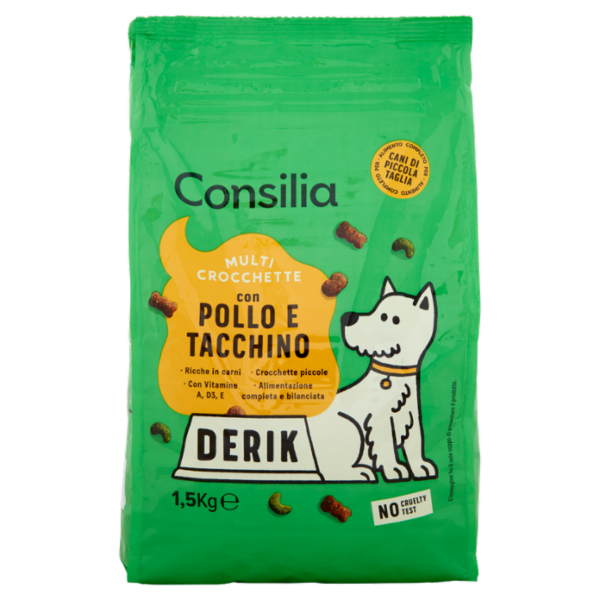 Consilia Derik Cane Multi Crocchette con Pollo e Tacchino 1,5 kg