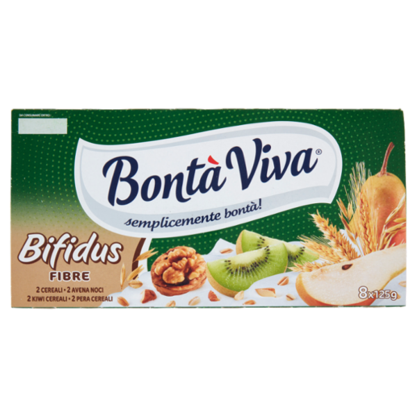 Bontà Viva Bifidus Fibre 2 Cereali - 2 Avena Noci - 2 Kiwi Cereali - 2 Pera Cereali 8 x 125 g