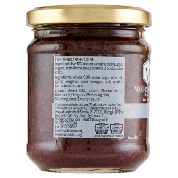 Mastrototaro food Patè di Olive Nere 180 g