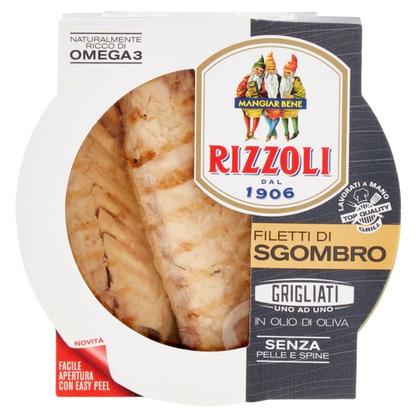 Razzoli Filetti di Sgombro Grigliati in Olio di Oliva Senza Pelle e Spine 125 g