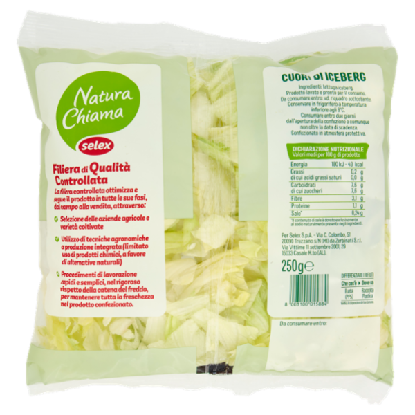 Selex Natura Chiama Cuori di Iceberg Lavati e Pronti per il Consumo 250 g