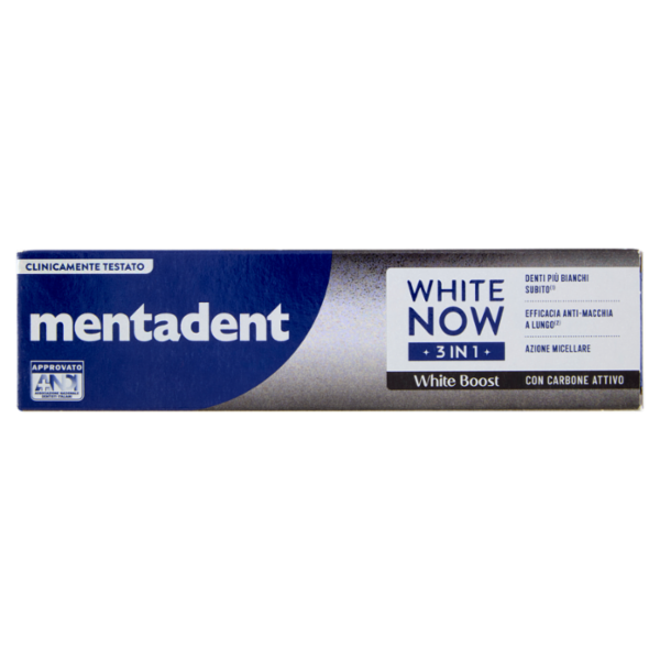 Mentadent White Now 3 in1 White Boost con Carbone Attivo 75 ml