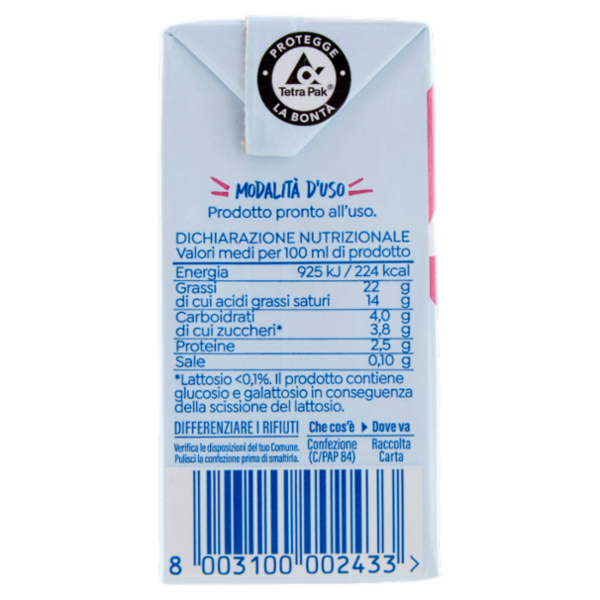 Selex Vivi Bene Panna da Cucina Uht Senza Lattosio 200 ml