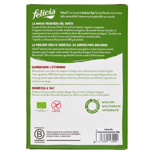 felicia Penne Grano Saraceno Integrale Bio 340 g