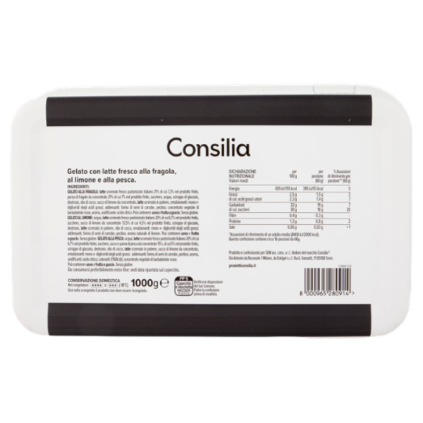 Consilia Gelato Fragola, Limone e Pesca 1 kg