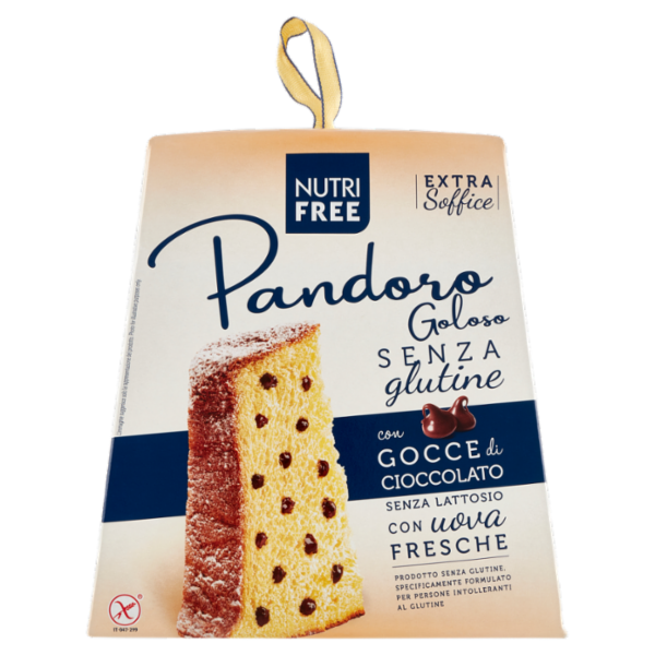 Nutrifree Pandoro Goloso Senza glutine con Gocce di Cioccolato Senza Lattosio 600 g