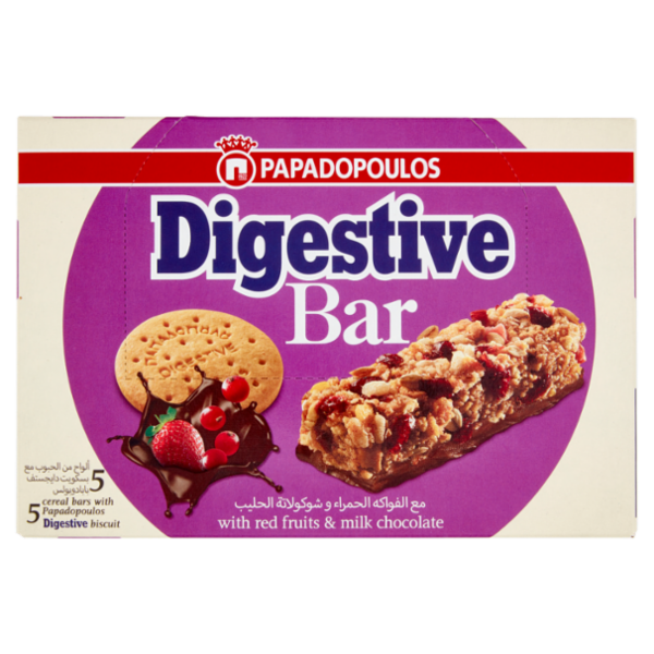 Papadopoulos Digestive Bar with red fruits & milk chocolate 5 x 28 g