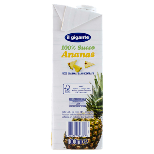 IL GIGANTE 100% Succo Ananas 1000 ml