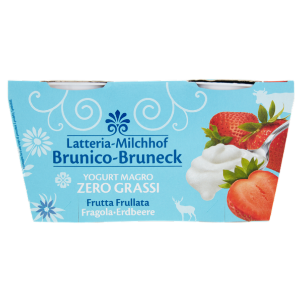 Latteria Brunico Yogurt Magro Zero Grassi Frutta Frullata Fragola 2 x 125 g