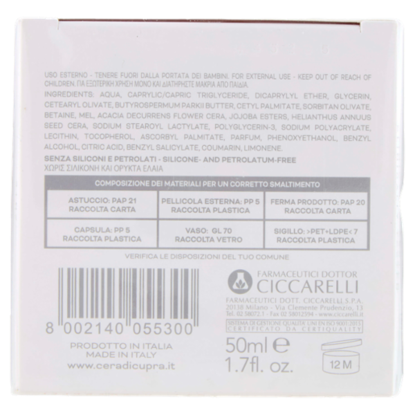 Cera di Cupra Ricette di Miele Crema Super Idratante Protettiva Pelli Normali 50 ml