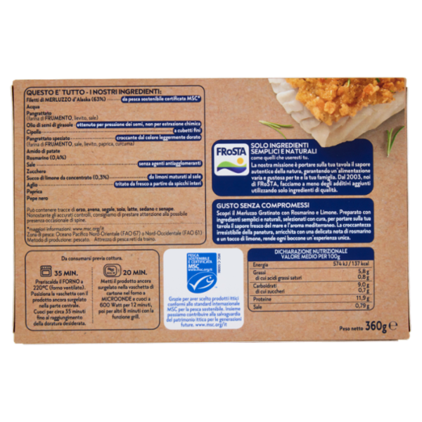 FRoSTA i Gratinati Merluzzo con Rosmarino e Limone 360 g