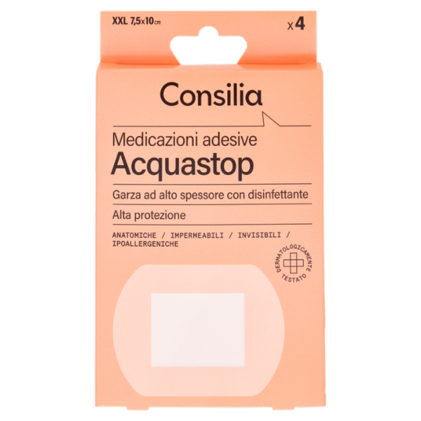 Consilia Medicazioni Adesive Impermeabili Formato XXL 7,5x10 cm 4 pezzi