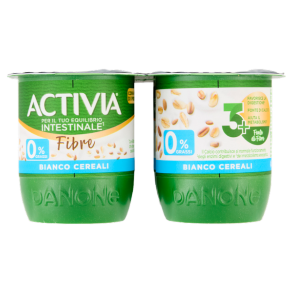 ACTIVIA Fibre, Yogurt con Probiotico Bifidus, 0% Grassi, Bianco Cereali, 4x125g