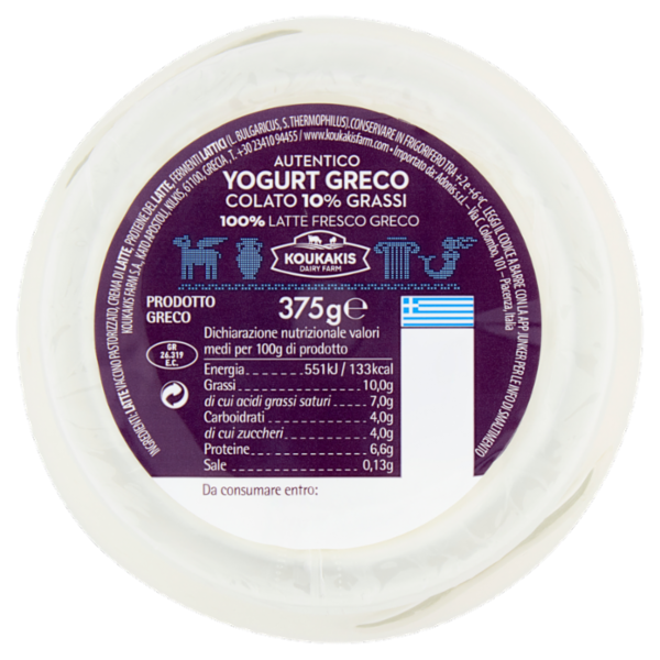 Koukaki Dairy Farm Yogurt Greco Colato 10% Grassi 375 g