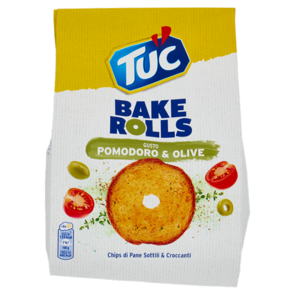 Tuc Bake Rolls, Chips di Pane Sottile e Croccante al Gusto Pomodoro ed Olive 150 g