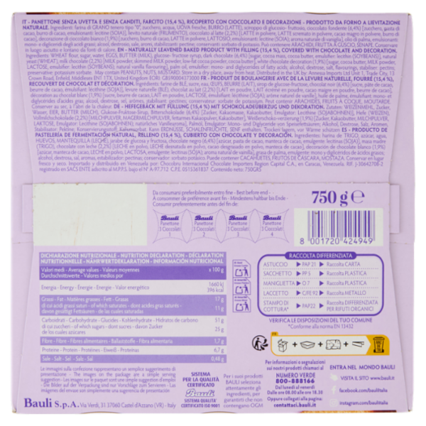 Bauli il Panettone 3 Cioccolati 750 g