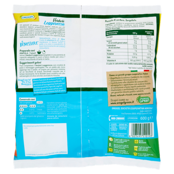 Orogel Il Benessere Verdurì Leggerezza Passato di Verdura 600 g