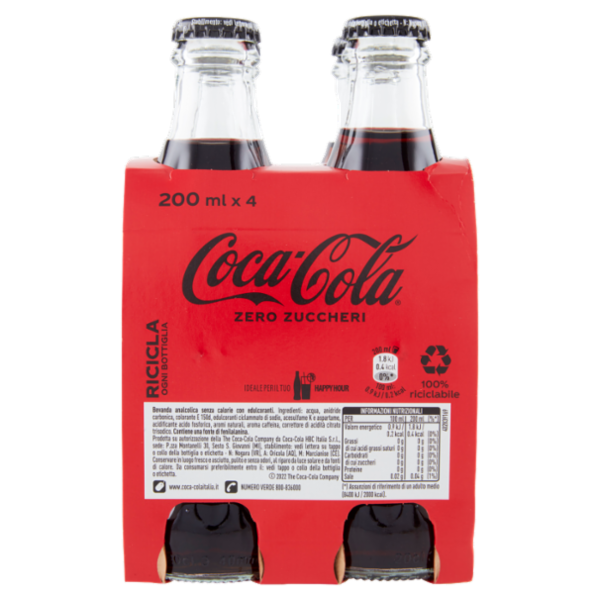 COCA-COLA Zero Zuccheri Vap 4 x 200 ml