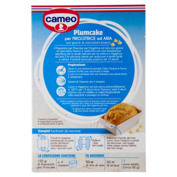 cameo Preparato per Plumcake per Friggitrice ad Aria con gocce di cioccolato bianco 192 g