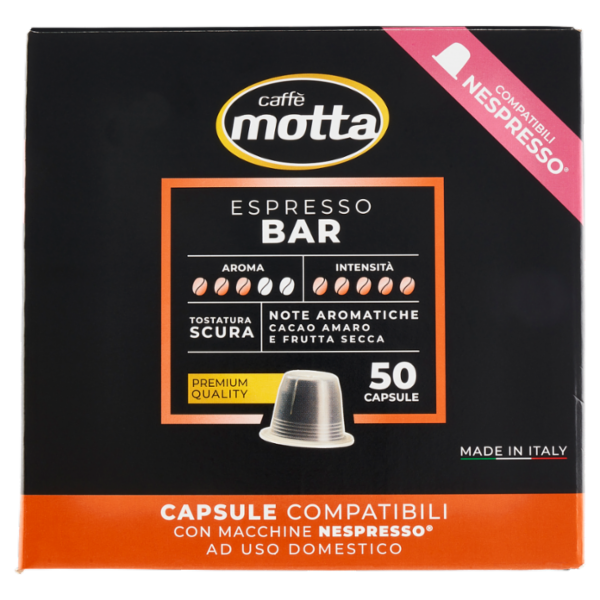 caffè motta Espresso Bar Capsule Compatibili con Macchine Nespresso 50 x 5,5 g