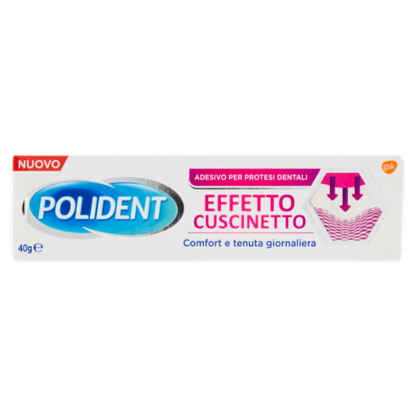 Polident effetto cuscinetto adesivo per protesi dentiera con formula gel effetto cuscinetto 40 g