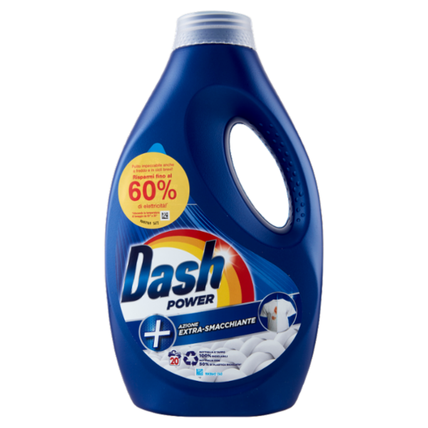 Dash Power Detersivo Liquido Lavatrice, Azione Extra-Smacchiante, 20 Lavaggi 1000 ml