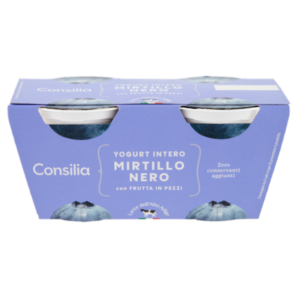 Consilia Yogurt Intero Mirtillo Nero con Frutta in Pezzi 2x125 g