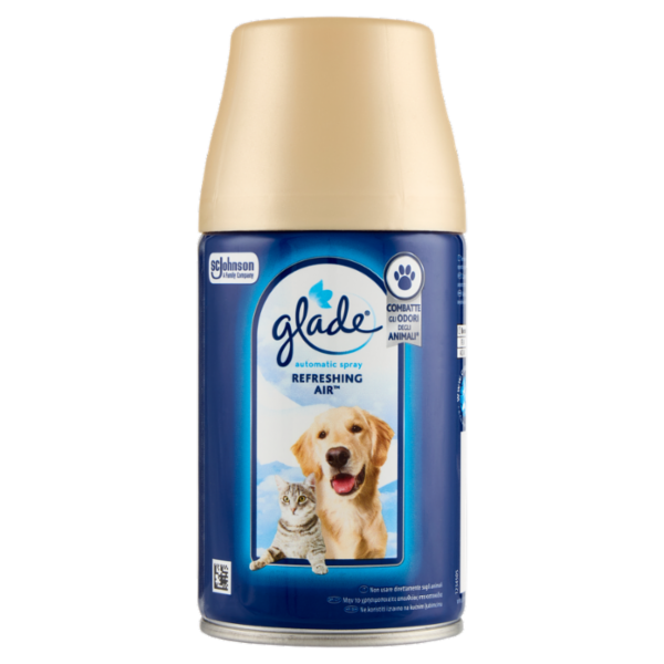 Glade® Automatic Spray Ricarica, Profumatore casa Refreshing Air™, Contro odori degli animali, 269ml