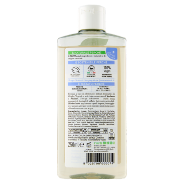 I Provenzali Shampoo Erboristico Marsiglia con Puro Olio d'Oliva per tutti i tipi di capelli 250 ml
