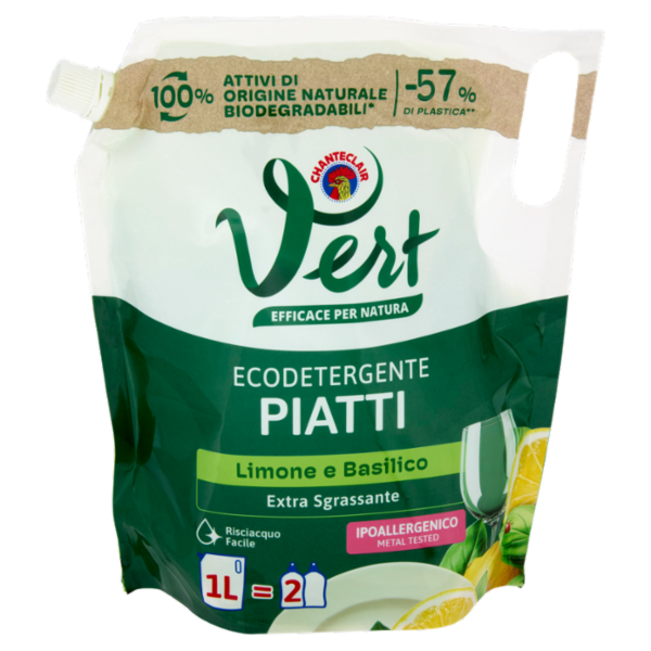 Vert di Chanteclair Ecodetergente Piatti Limone e Basilico 1000 ml