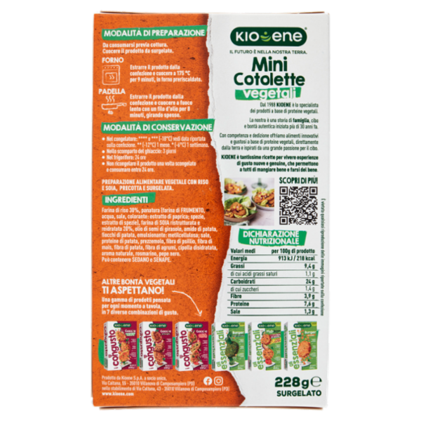 Kioene gli sfiziosi Mini Cotolette vegetali 6 Minicotolette Surgelate 228 g
