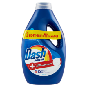 Dash Power Detersivo Liquido Lavatrice, Azione Extra-Igienizzante, 2x18 Lavaggi = 36 Lavaggi 2x900ml